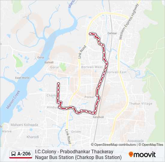 A-206 bus Line Map