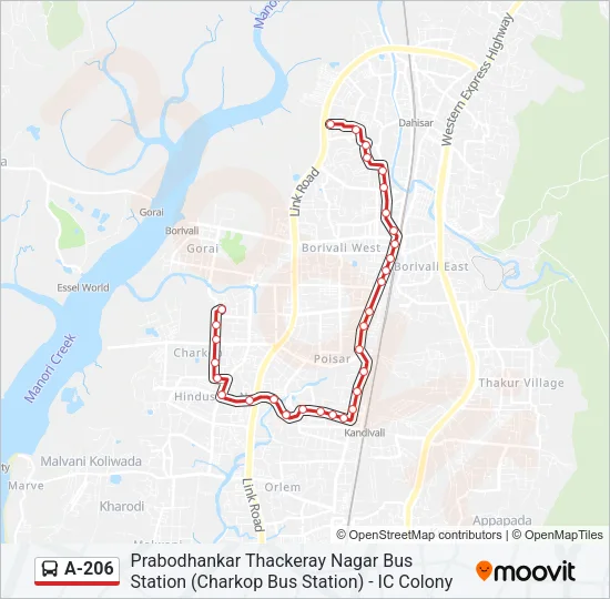 A-206 Bus Line Map