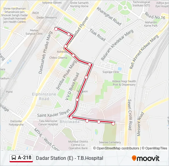 A-218 Bus Line Map