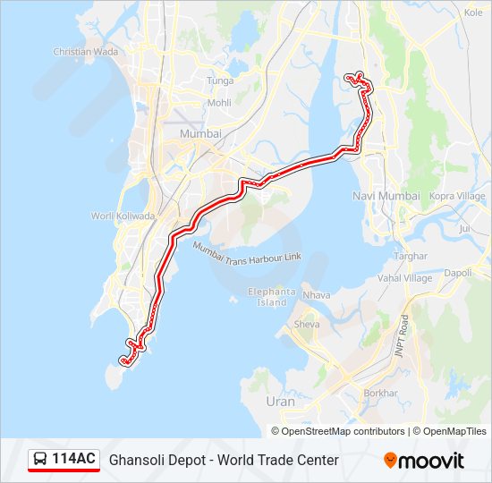 114AC Bus Line Map