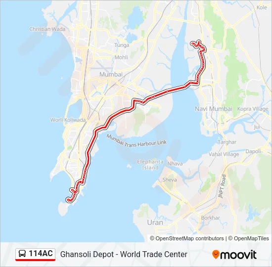 114AC Bus Line Map