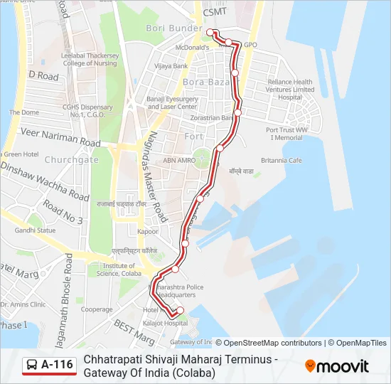 A-116 Bus Line Map