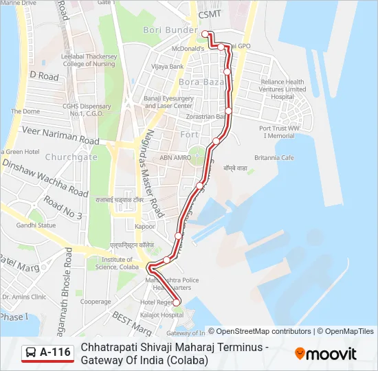 A-116 Bus Line Map