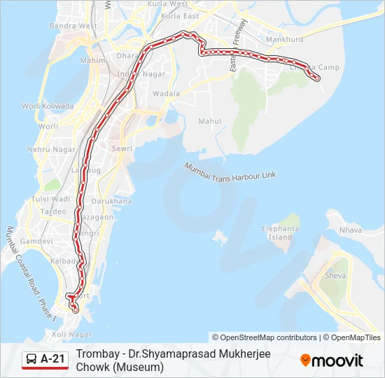A-21 Bus Line Map