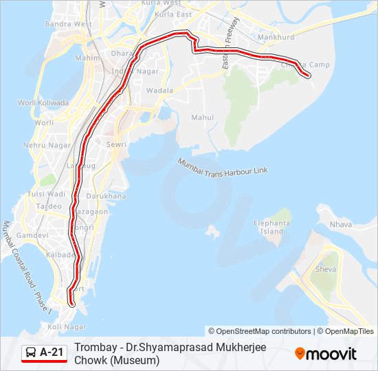 A-21 bus Line Map