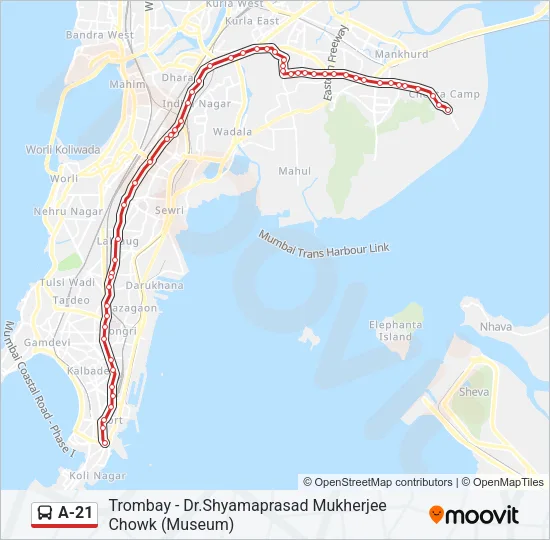 A-21 Bus Line Map