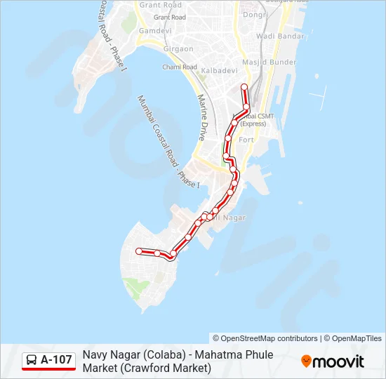 A-107 Bus Line Map