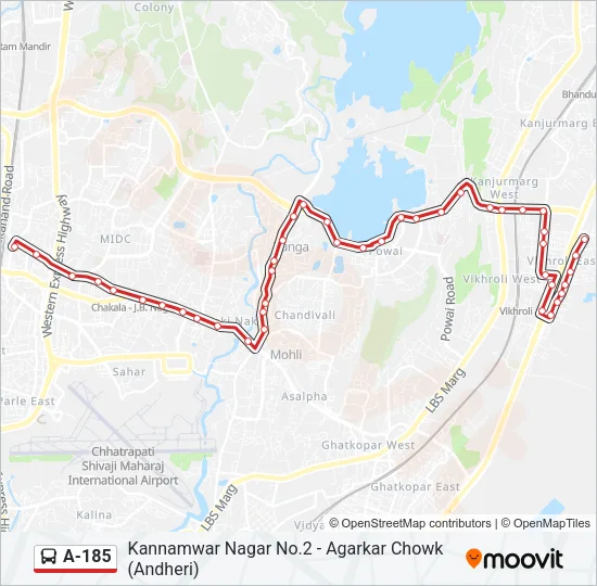 A-185 Bus Line Map