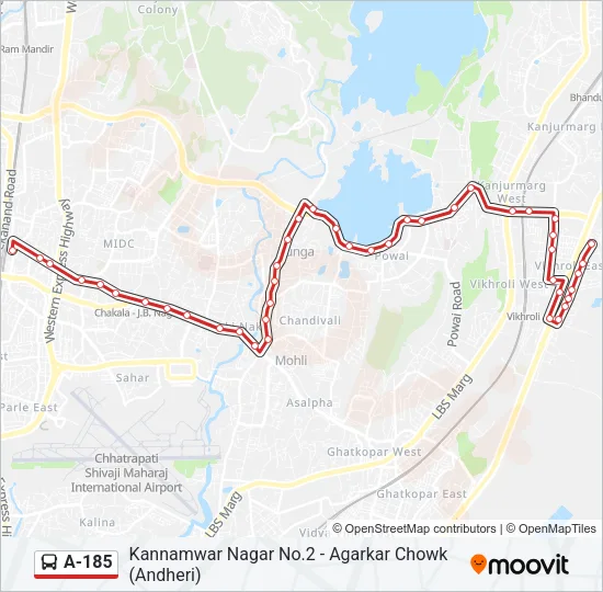 A-185 Bus Line Map