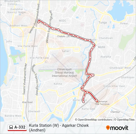 A-332 Bus Line Map