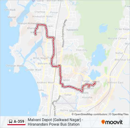 A-359 Bus Line Map