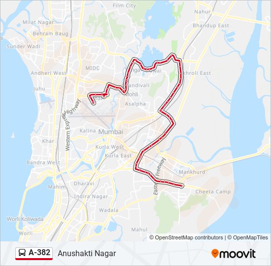 A-382 Bus Line Map