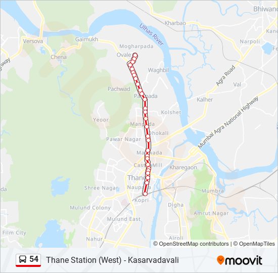 54 Bus Line Map