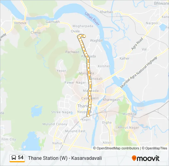 54 Bus Line Map