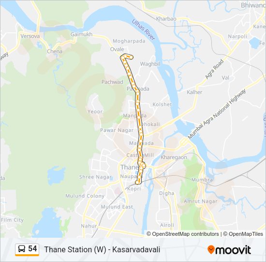 54 Bus Line Map