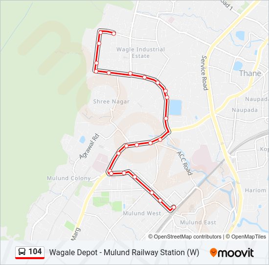 104 bus Line Map