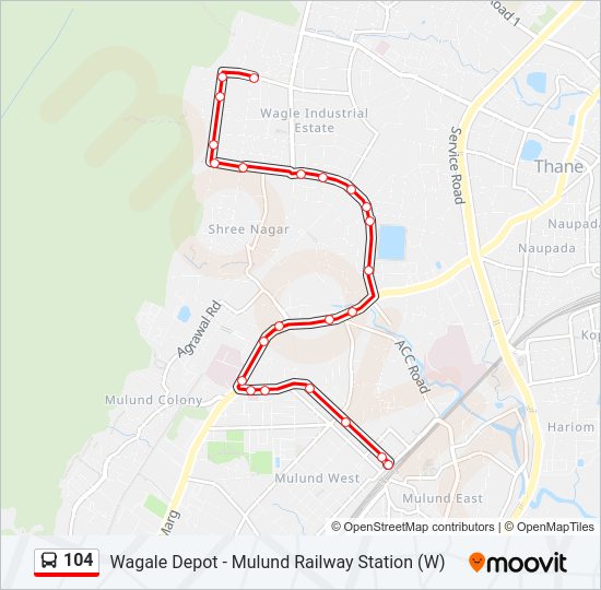 104 bus Line Map