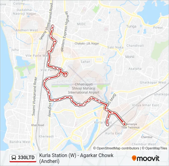 330LTD Bus Line Map