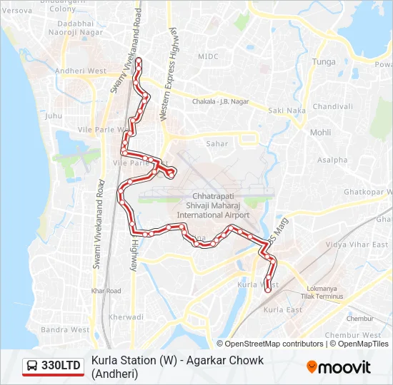 330LTD Bus Line Map