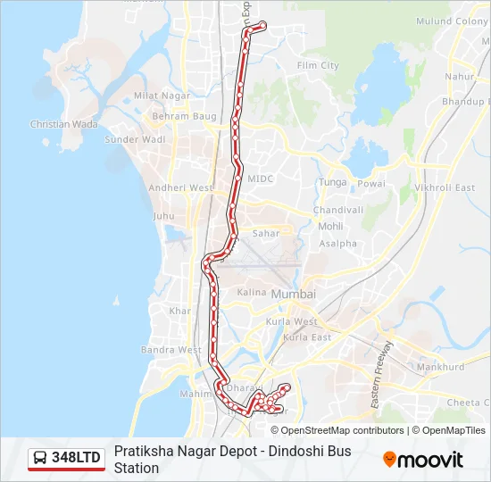348LTD Bus Line Map