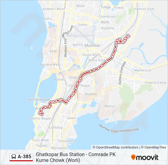 A-385 Bus Line Map