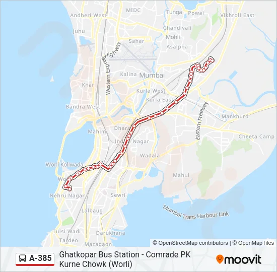 A-385 Bus Line Map
