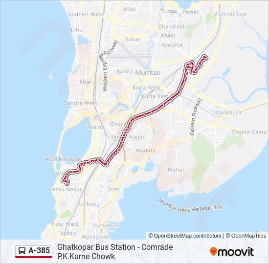 A-385 bus Line Map