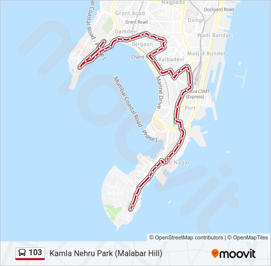 103 bus Line Map