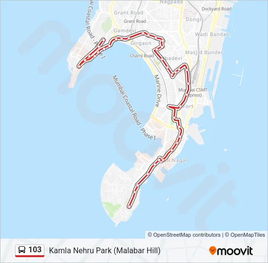 103 Bus Line Map
