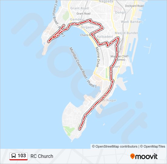 103 Bus Line Map