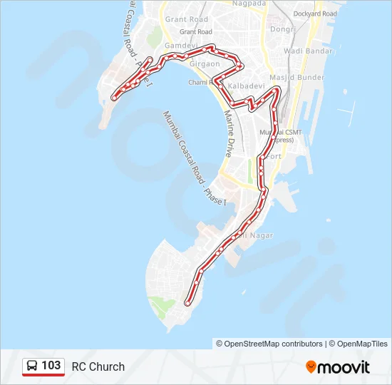 103 Bus Line Map