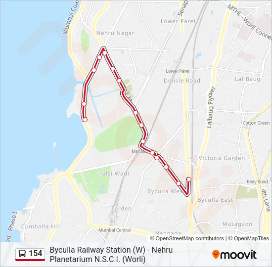 154 Bus Line Map