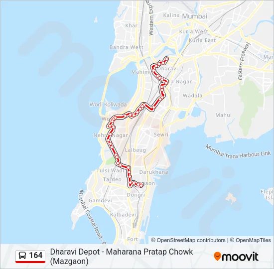 164 Bus Line Map