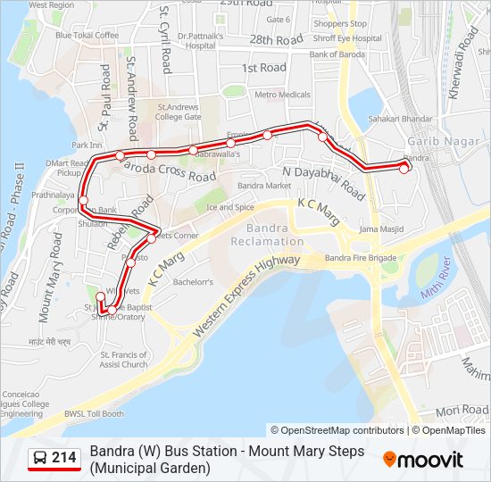 214 Bus Line Map