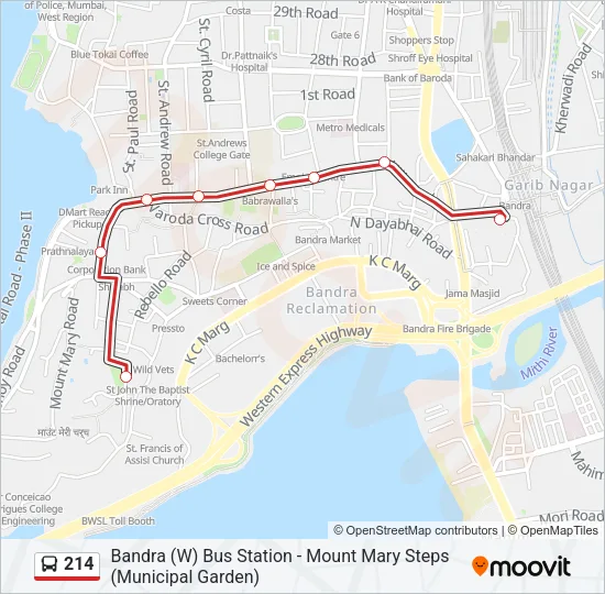 214 Bus Line Map