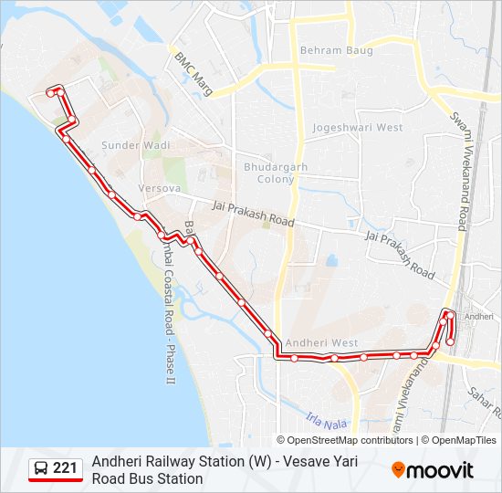 221 bus Line Map