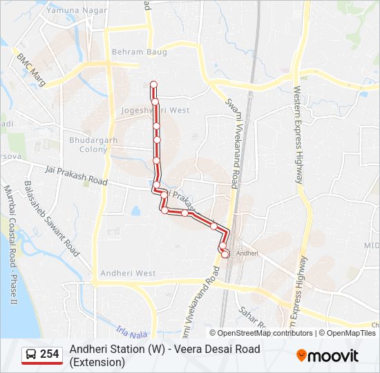 254 Bus Line Map