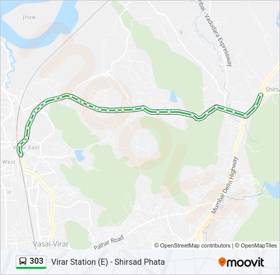 303 bus Line Map