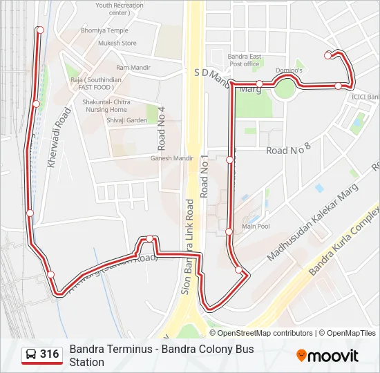 316 Bus Line Map