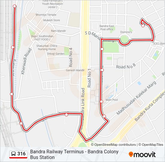 316 Bus Line Map