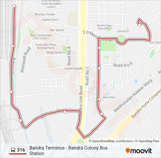 316 Bus Line Map