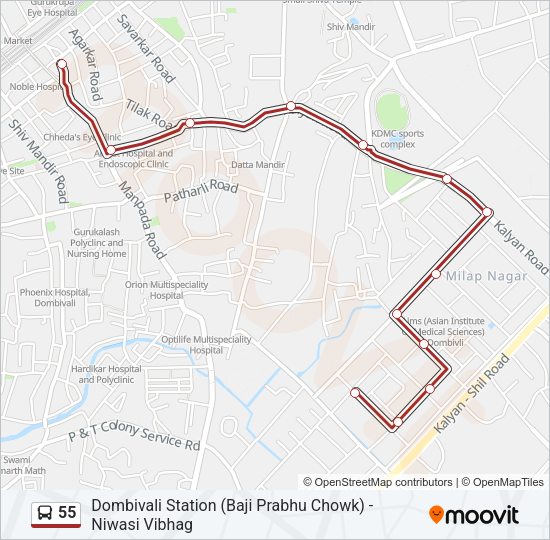 55 Bus Line Map