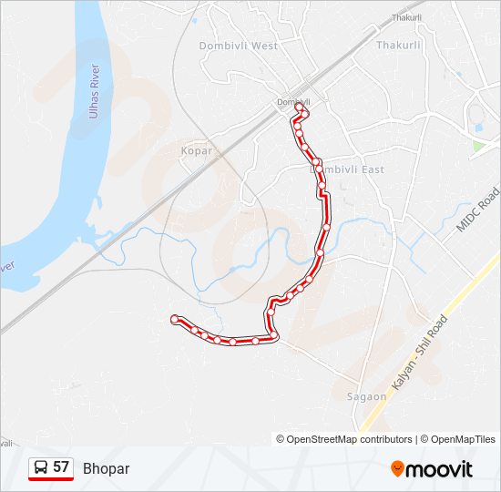 57 Bus Line Map