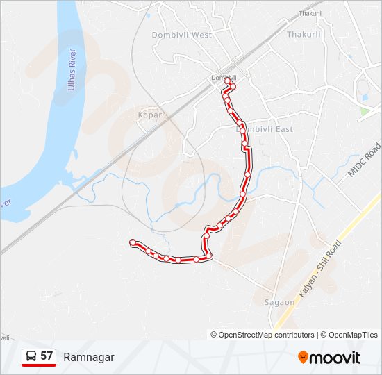 57 Bus Line Map