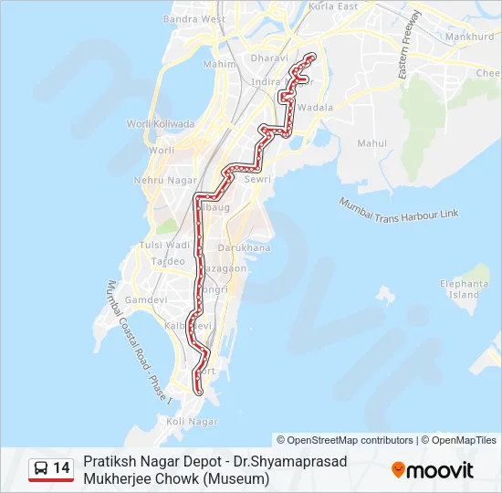 14 Bus Line Map