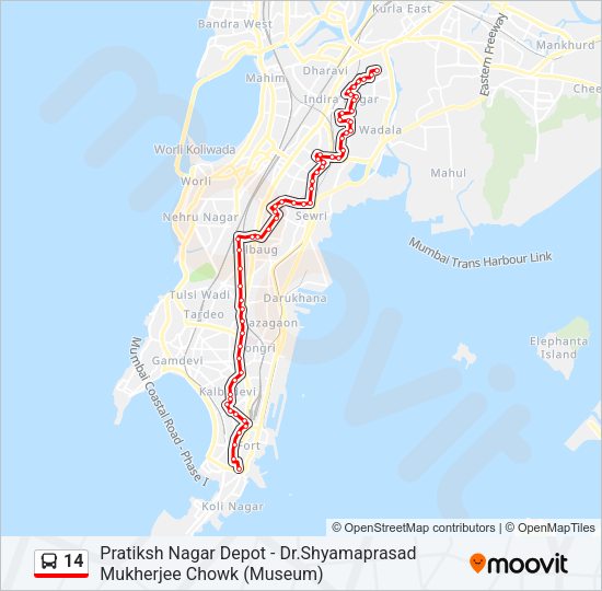 14 bus Line Map