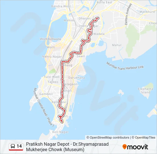 14 Bus Line Map