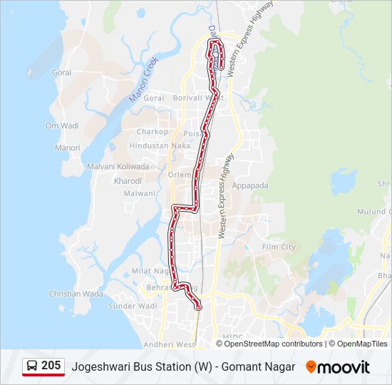 205 Bus Line Map