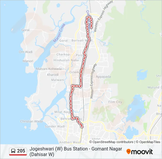 205 Bus Line Map