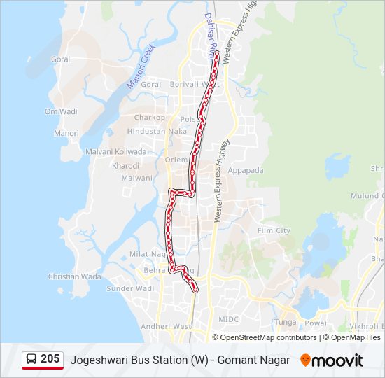 205 bus Line Map